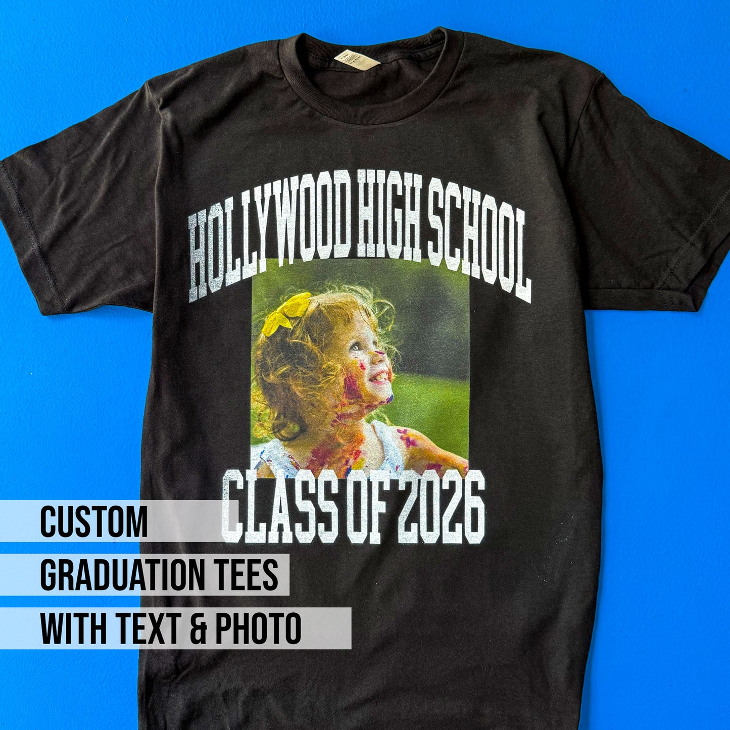 Personalized Graduation T-Shirt – Custom Photo + School Name