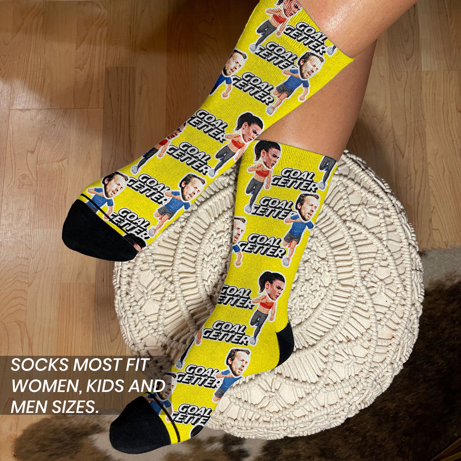 personalized runner gifts socks with faces on woman's feet