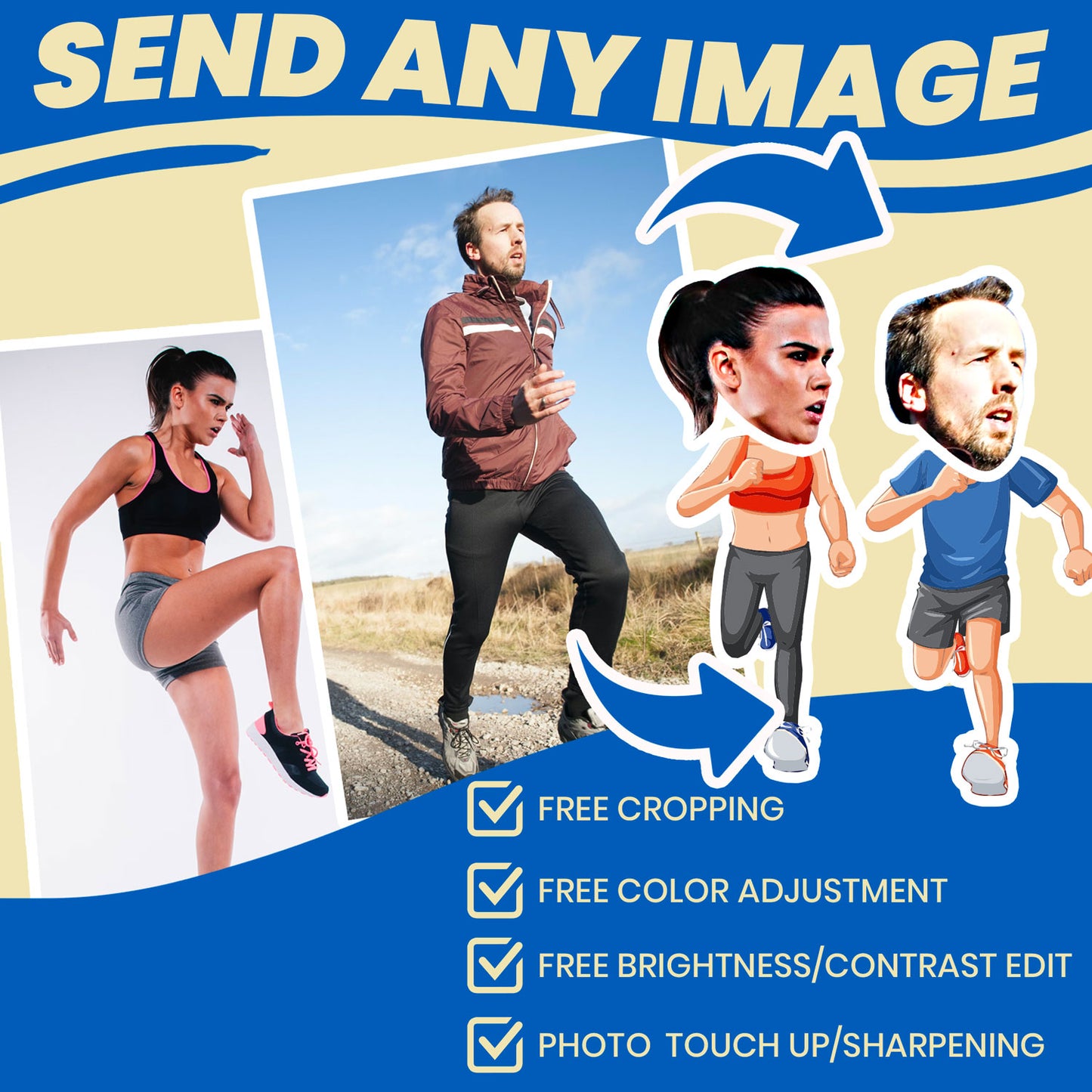 personalized runner gifts socks with faces image cropping provided by our company at no cost