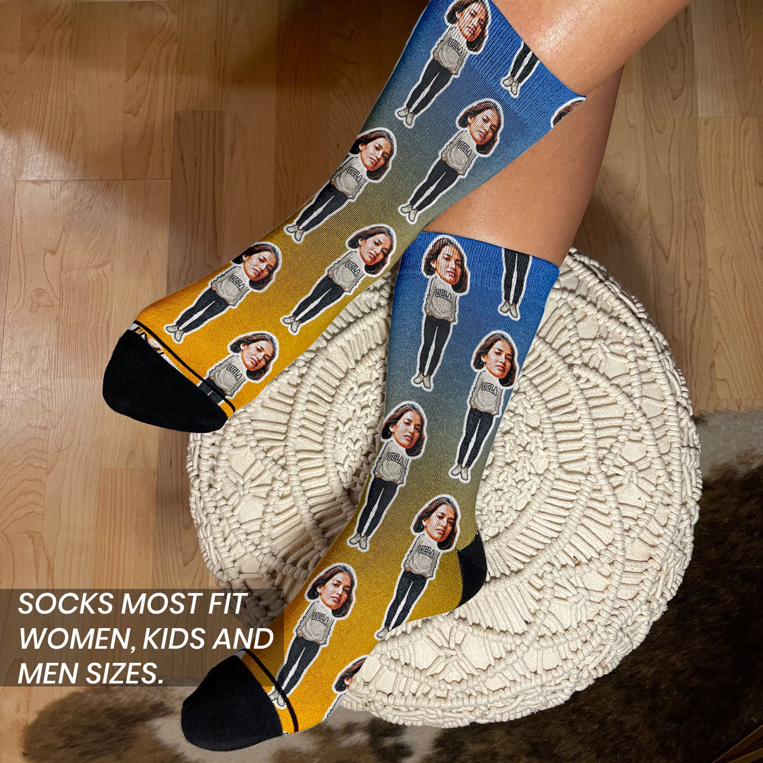 personalized going away to college gift on woman's feet