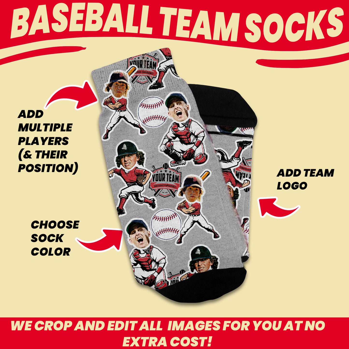 Baseball Team Gift Custom Face Socks