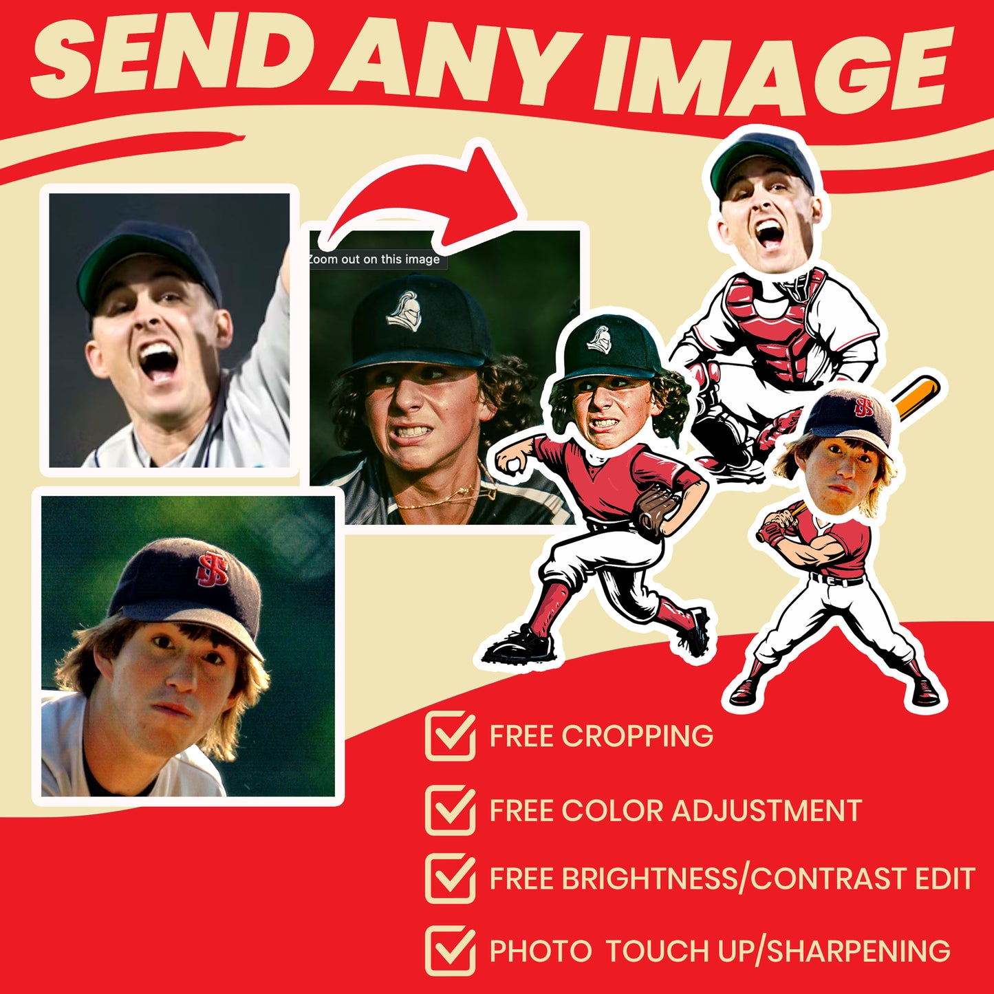 Baseball Team Gift Custom Face Socks