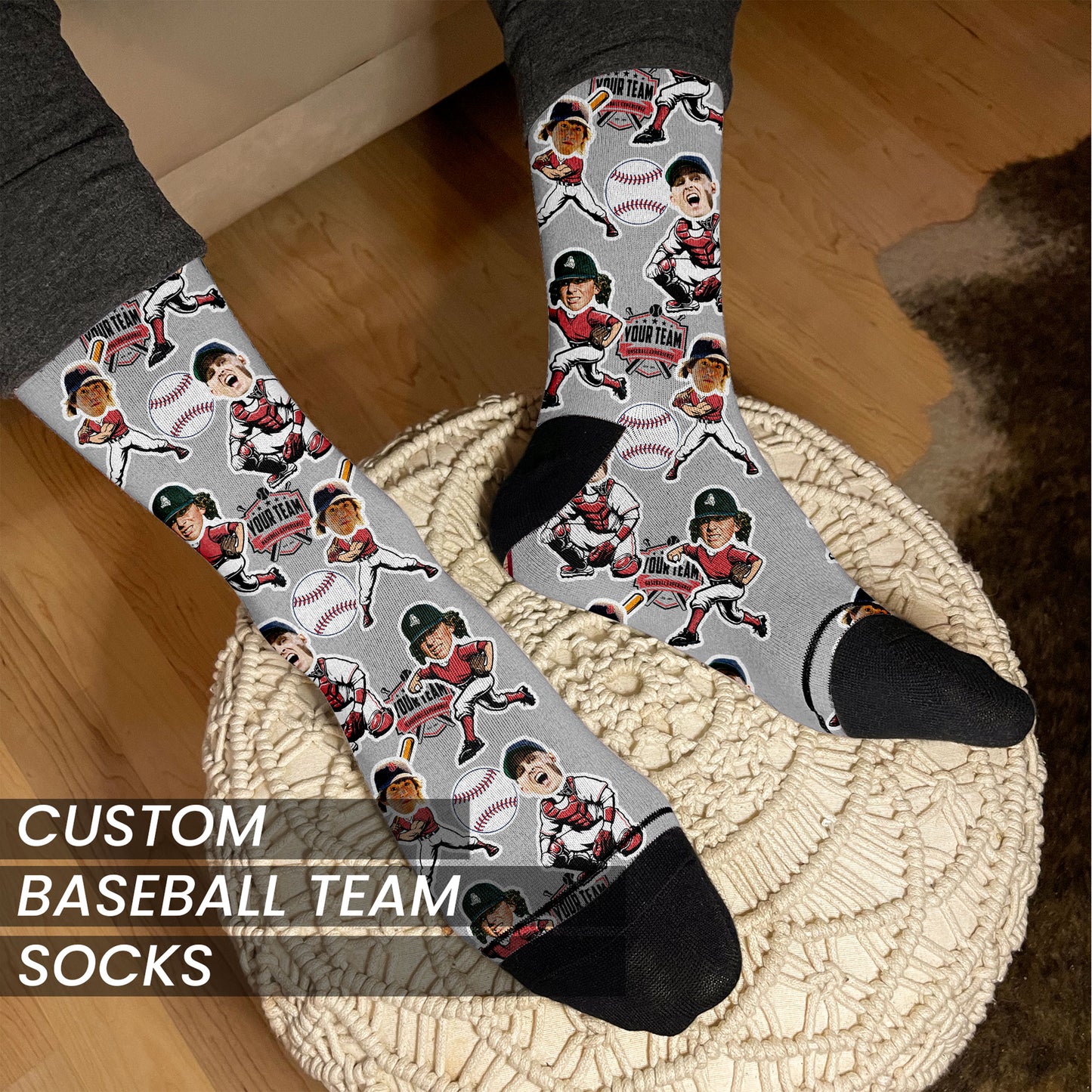 Baseball Team Gift Custom Face Socks