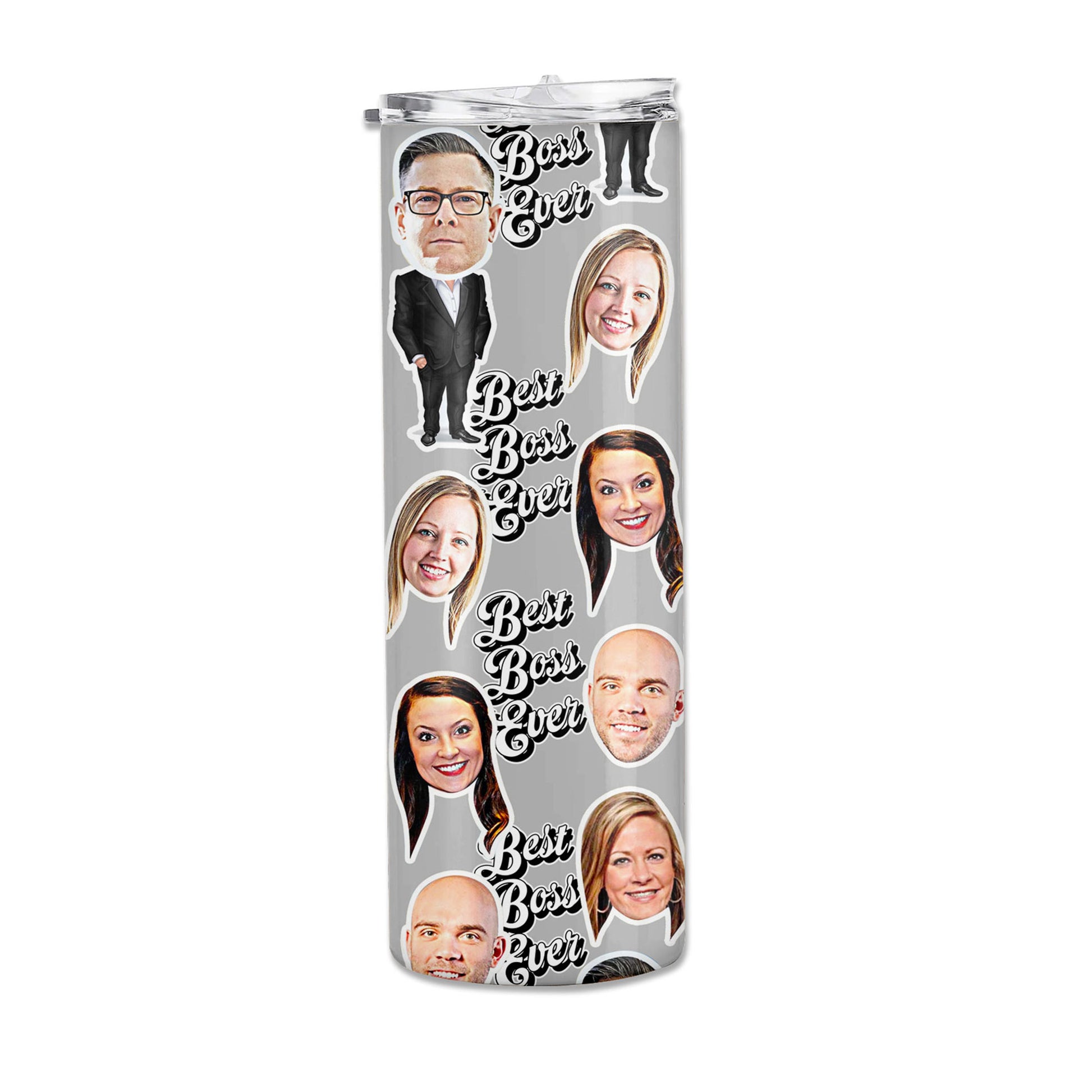 Personalized boss gift tumblers with faces