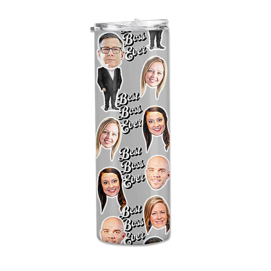 Personalized boss gift tumblers with faces