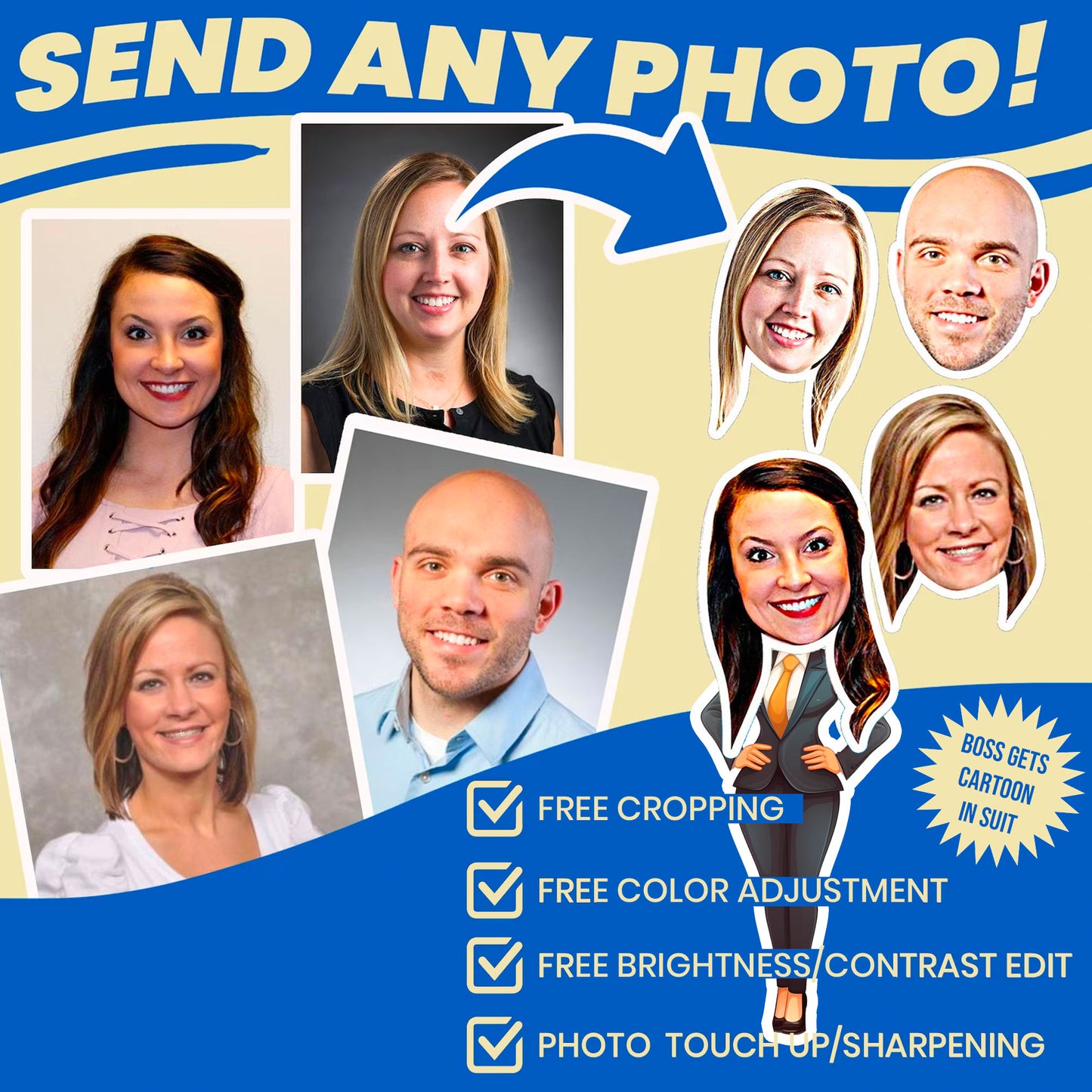 woman boss day gift personalized socks with faces image cropping provided by our team for free