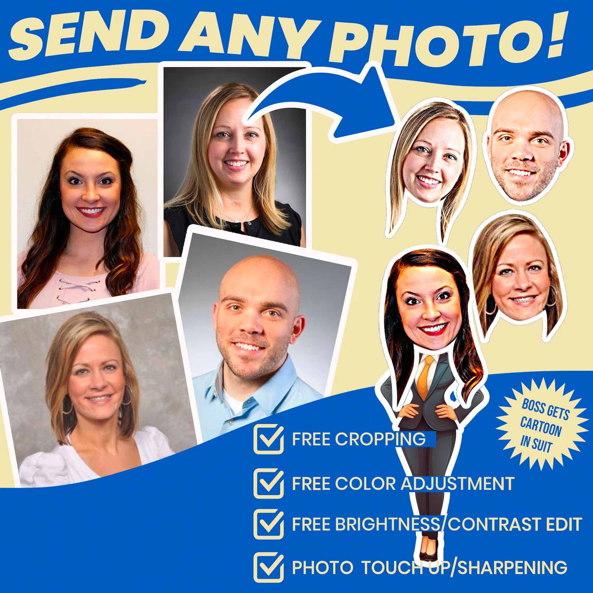 woman boss day gift personalized socks with faces image cropping provided by our team for free