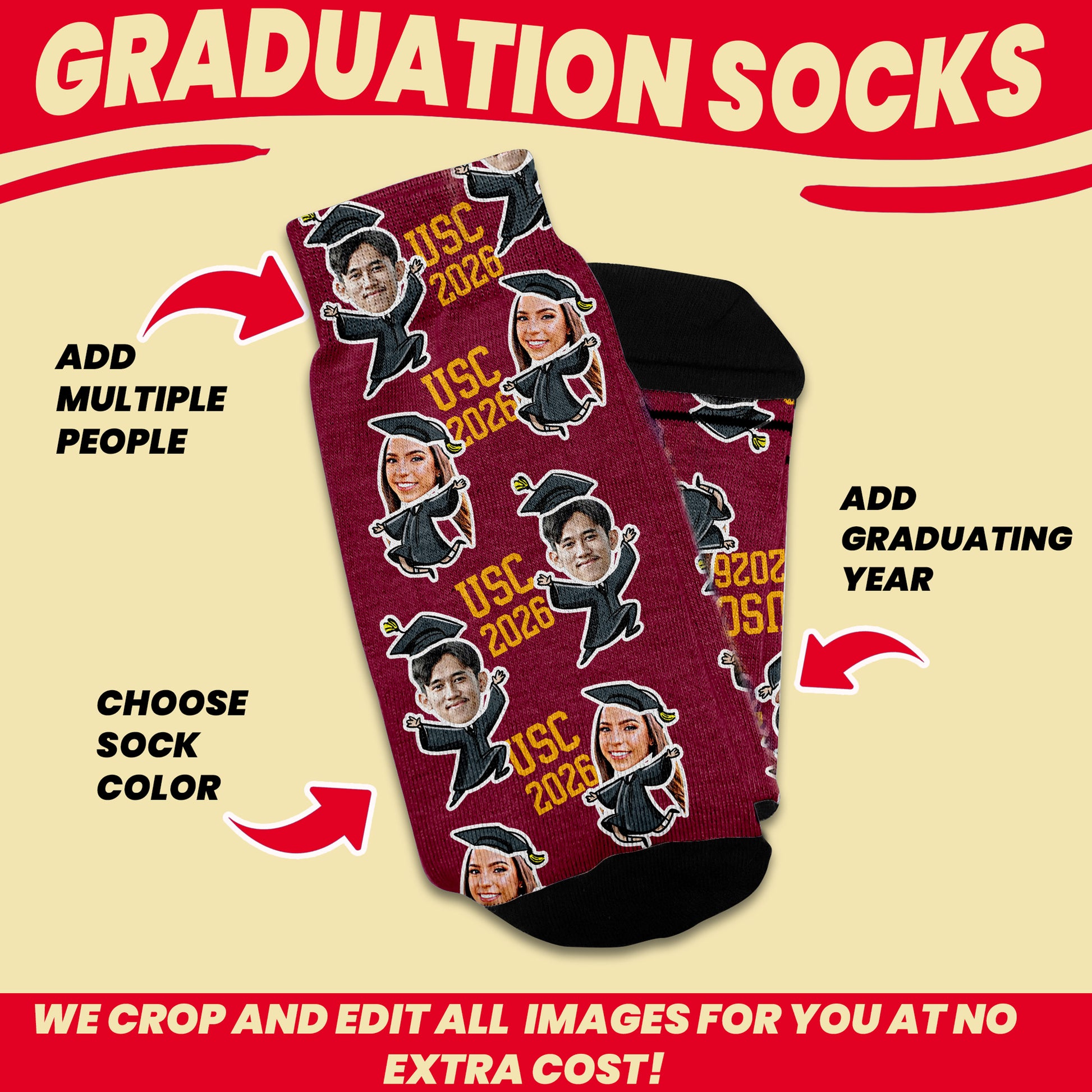 graduation school gift personalized socks
