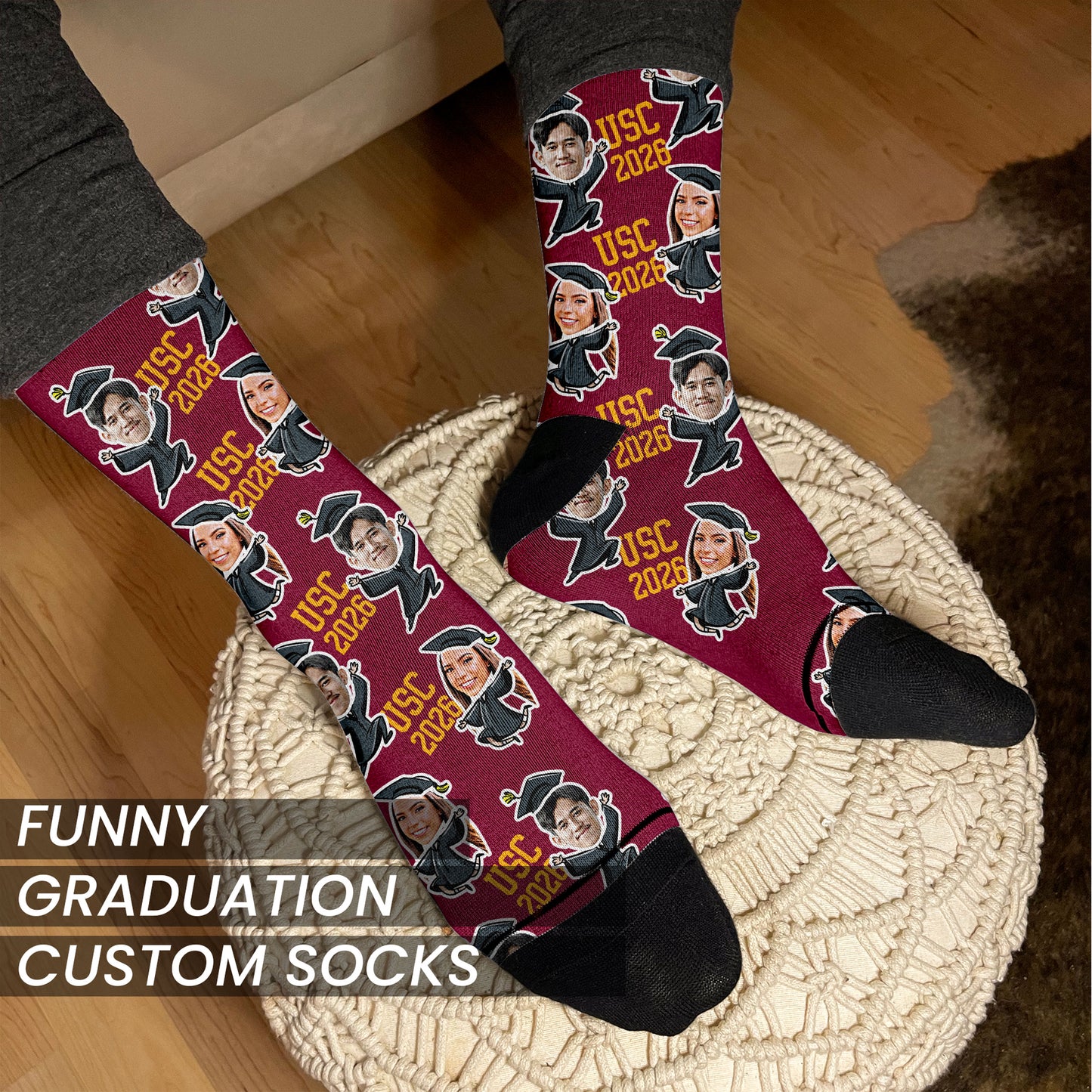 graduation school gift personalized socks