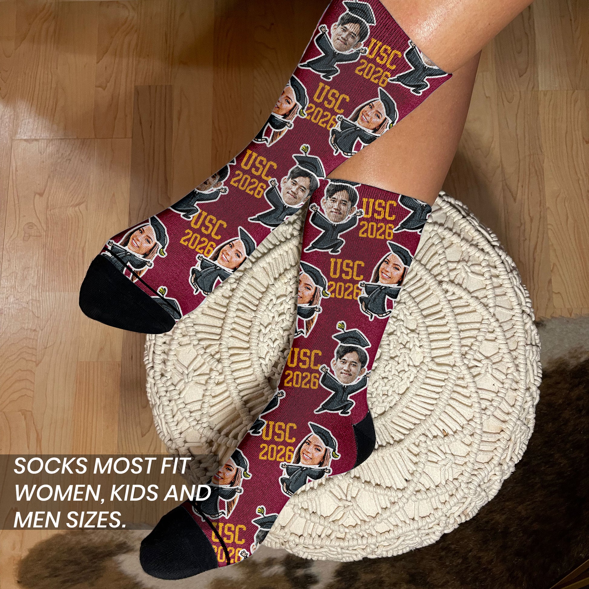 graduation school gift personalized socks
