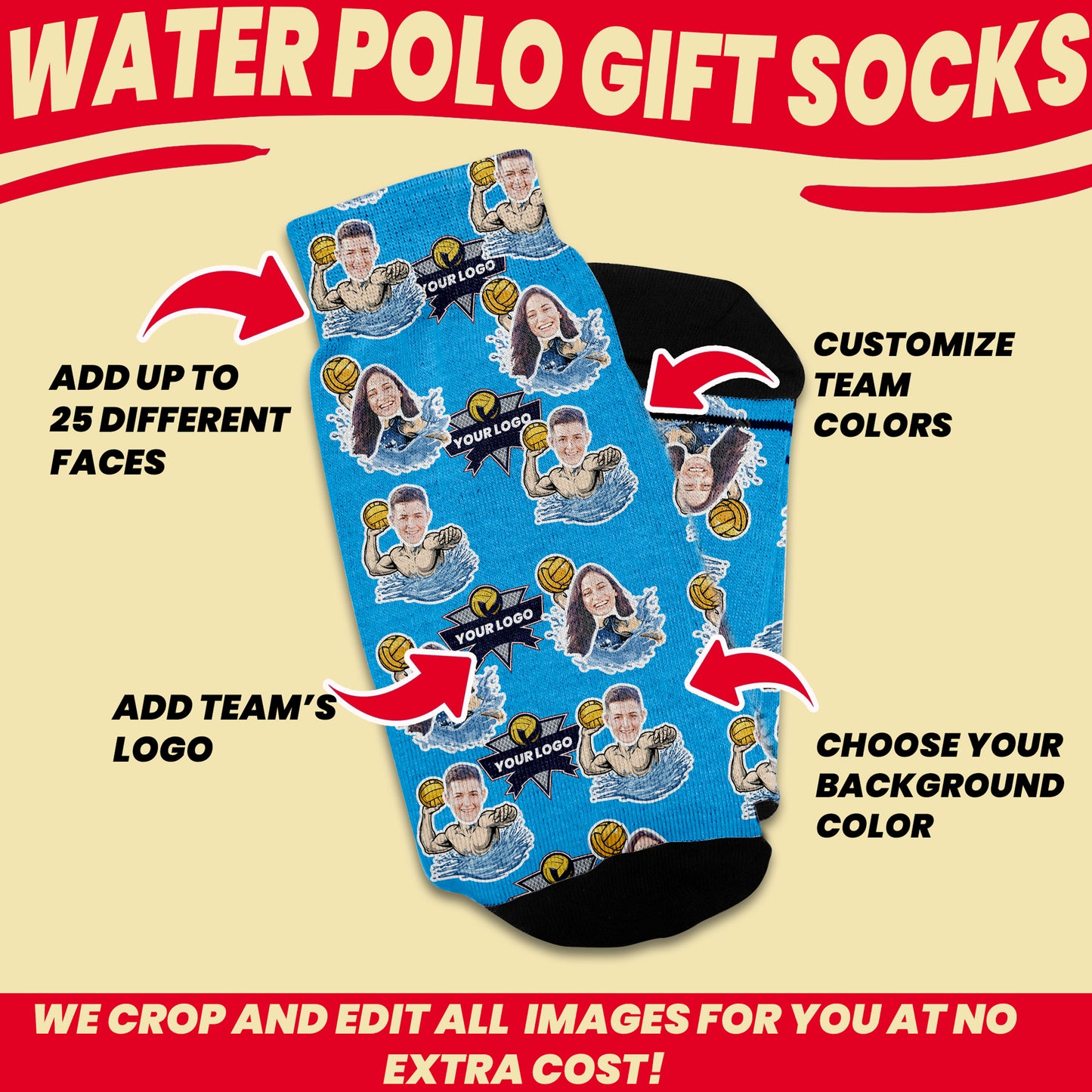 Water Polo Gift Custom Sock