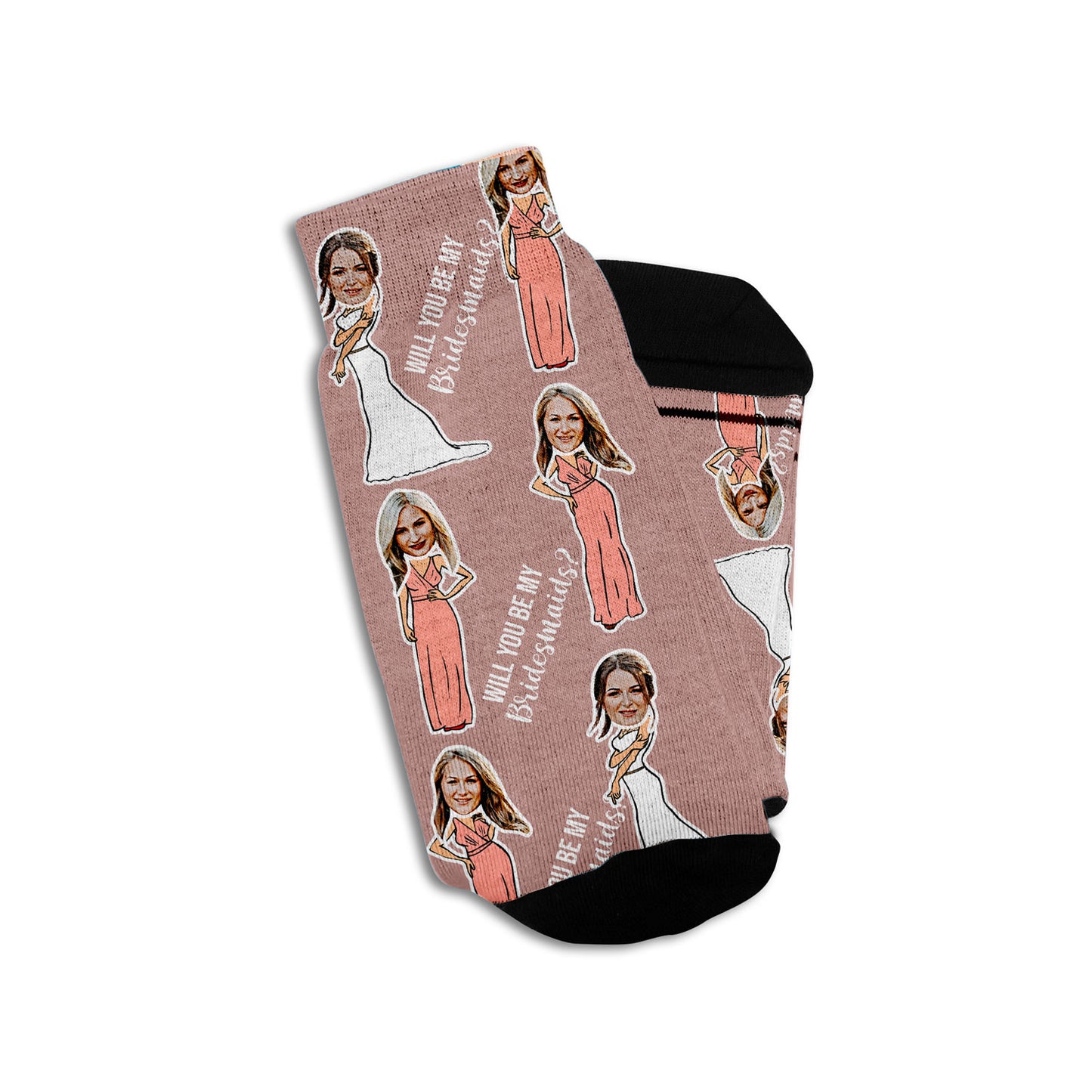 will you be my bridesmaids gift socks personalized with faces