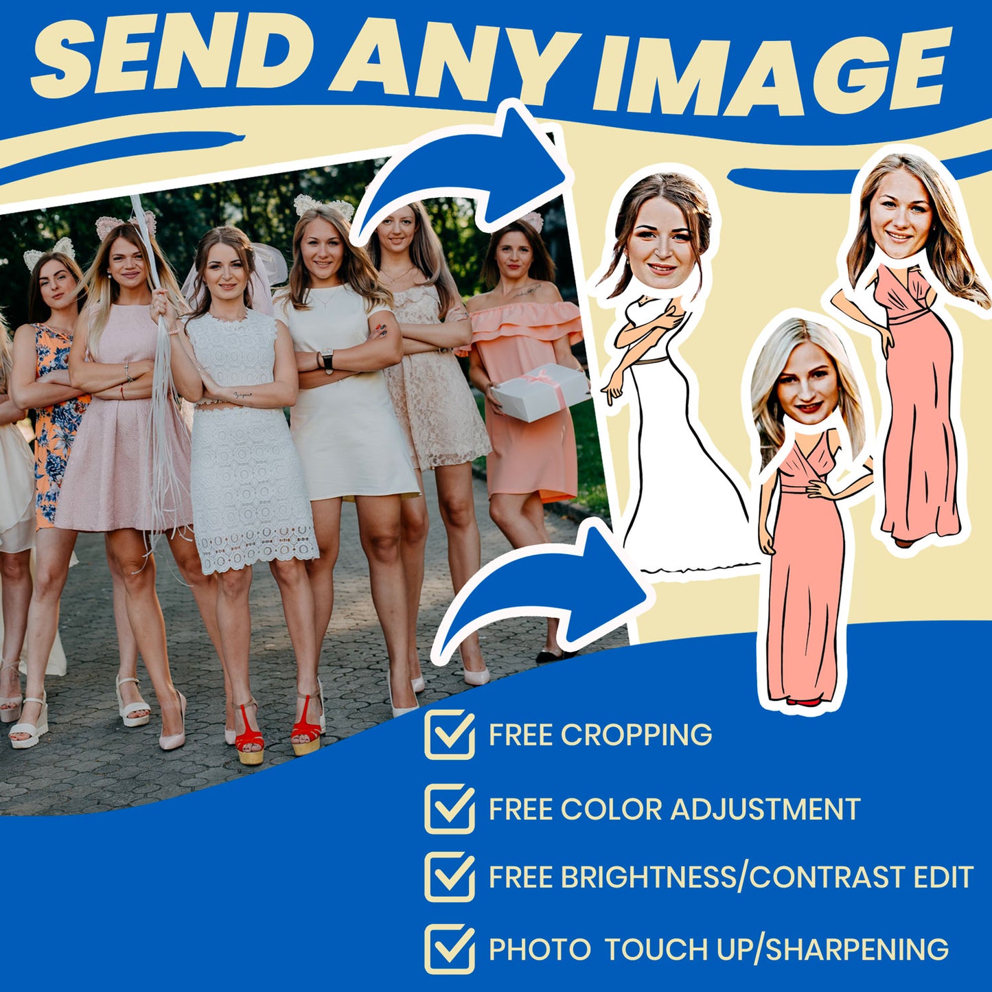 will you be my bridesmaids gift socks personalized with faces  image cropping we do for you